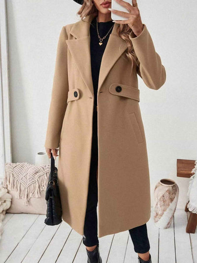 Wool Blend Overcoat - One Button Belted Long Coat - Fashions Envy