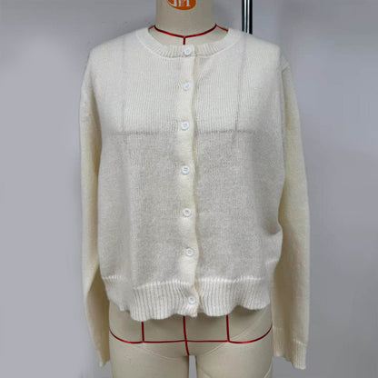 Women's Solid Color Button-Up Cardigan - Ribbed Detail Long Sleeve Knit Open Front Sweater Lightweight Spring&Fall Top - Fashions Envy