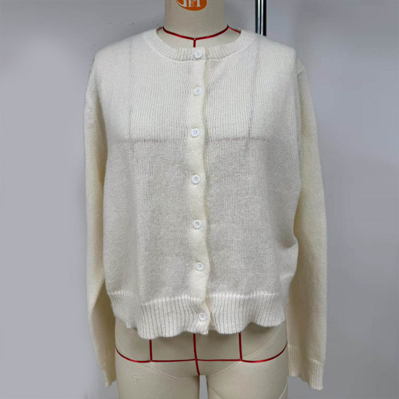 Women's Solid Color Button-Up Cardigan - Ribbed Detail Long Sleeve Knit Open Front Sweater Lightweight Spring&Fall Top - Fashions Envy