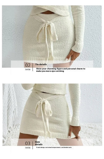 Cozy Knit Set - Sweater Top & Skirt Combo
