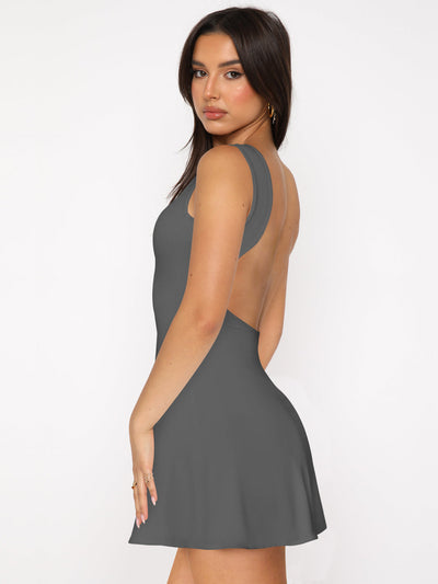 Backless Wide Strap Slim Fit Mini Dress