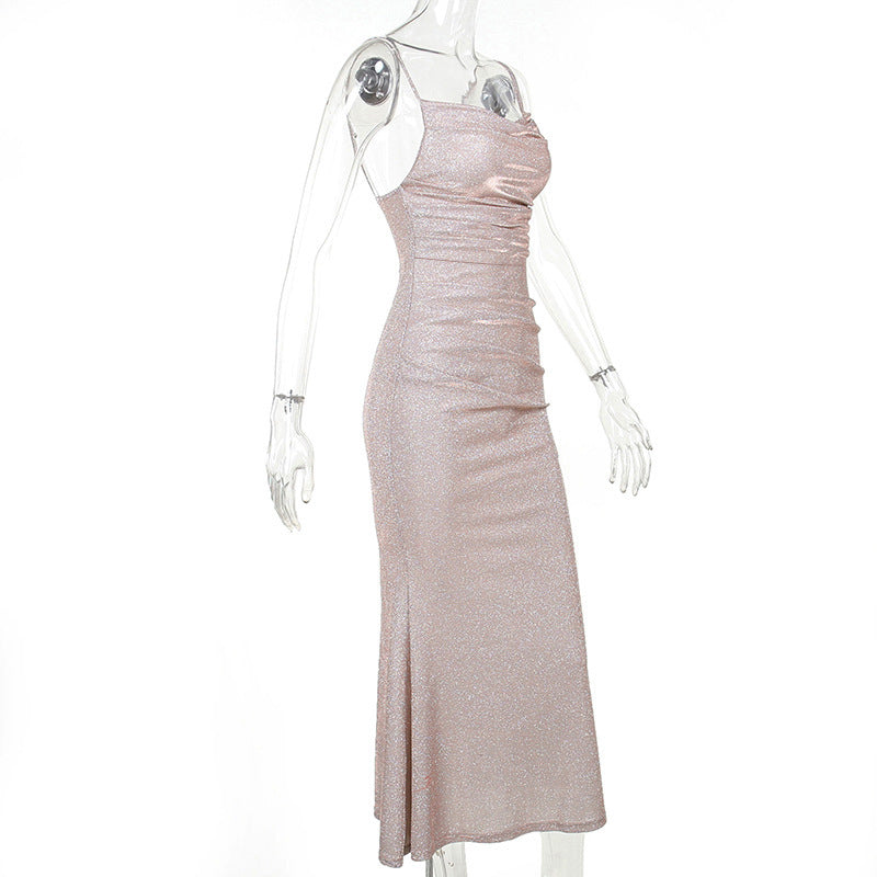 Spaghetti Strap Sequined Evening Dress - Sexy Party Gown