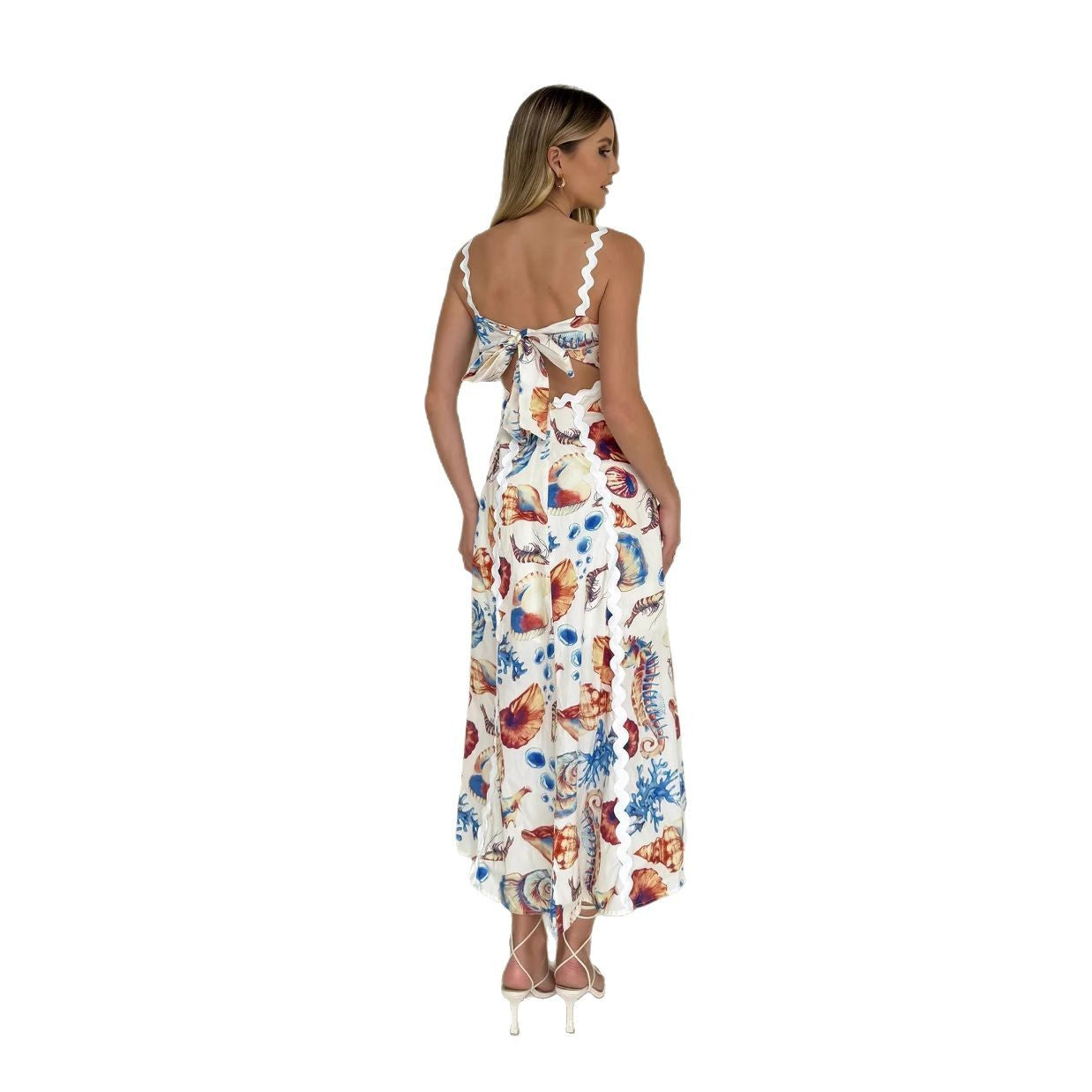 Floral Patchwork Cami Midi Dress - High Waist Boho