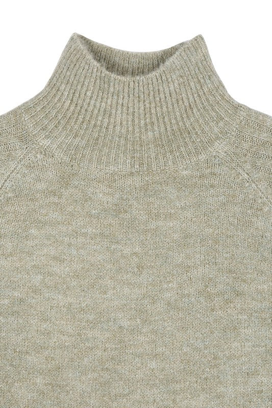 Crop Mock Neck Long Sleeve Sweater