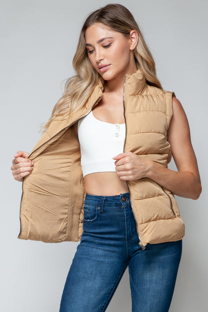 Snobbish Zip Up Turtleneck Vest with Pockets - Fashions Envy