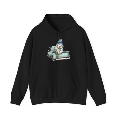Vintage Truck Pup Hoodie - Cozy Winter Dog Lover Sweatshirt