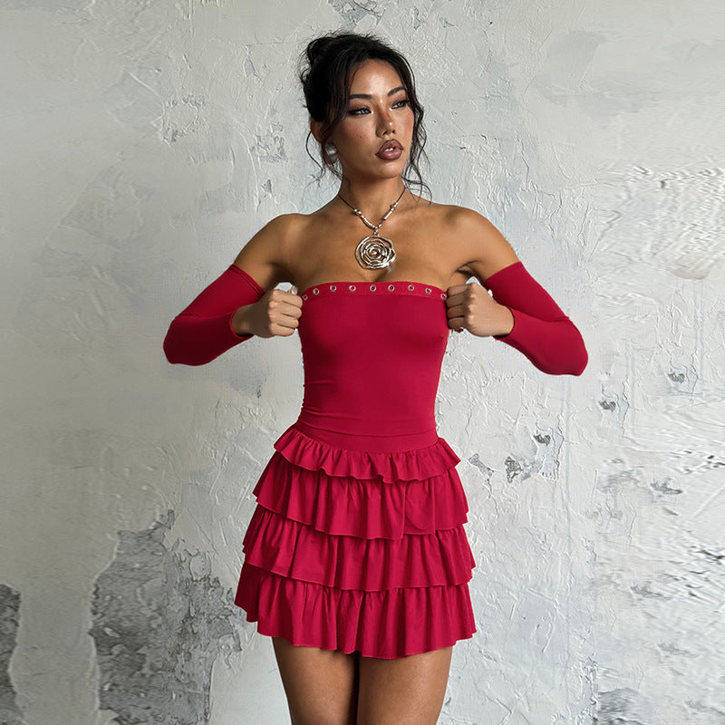 Asymmetric Bodycon Mini Dress - Long Sleeve Knit - Fashions Envy