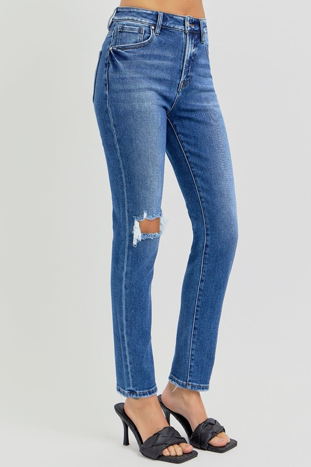 Full Size High Rise Ankle Skinny Knee Distressed Risen Jeans