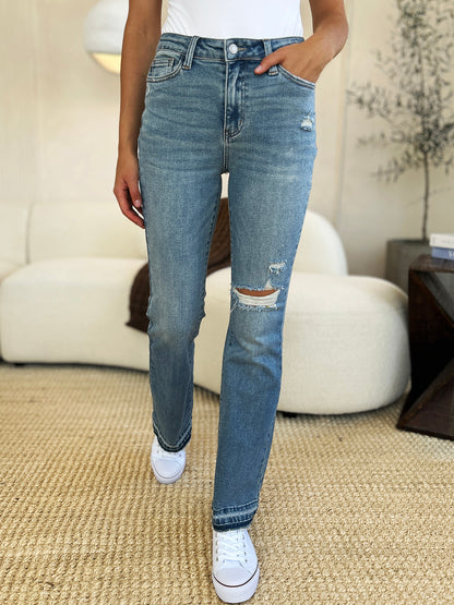 Full Size Mid Rise Destroyed Hem Distressed JB Jeans