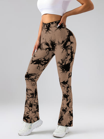 Tie-Dye Flare Yoga Pants - High Waist Tummy Control