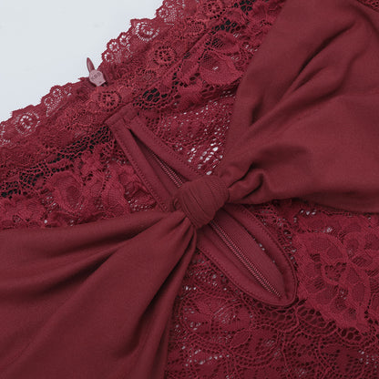 Off Shoulder Bodycon Dress - Lace Long Sleeve Wrap - Fashions Envy