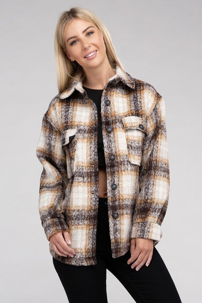 Cozy Plaid Flannel Long Sleeve Casual Shacket