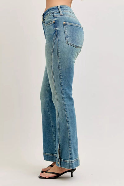 Judy Blue High Waist Vintage Wash Flare Jeans - Fashions Envy