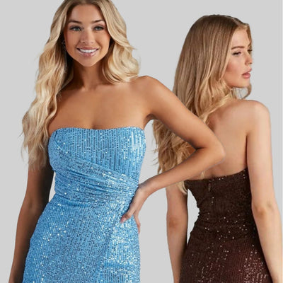 Sexy Sequin Bodycon Dress - Strapless Party Gown