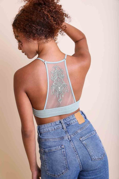 Tattoo Mesh Cropped Racerback Bralette