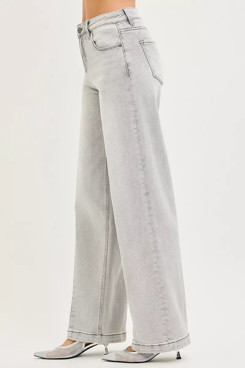 RISEN Slouchy Baggy Jeans - Contrast Stitching Relaxed Fit - Fashions Envy