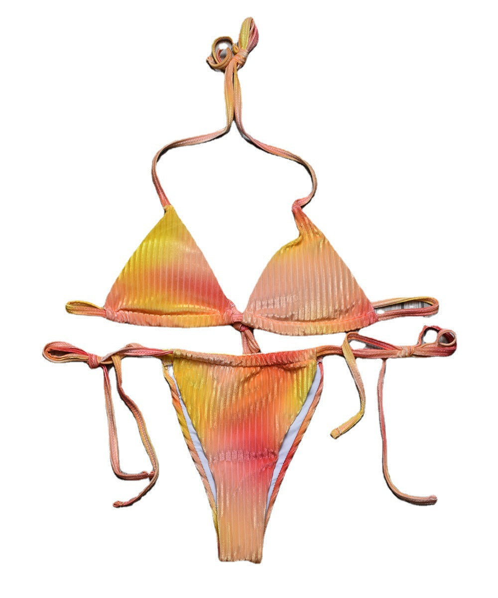 Gradient Bikini Set - Triangle Tie Top Side Tie