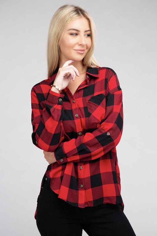 Classic Plaid Long Sleeve Casual Flannel Shirt