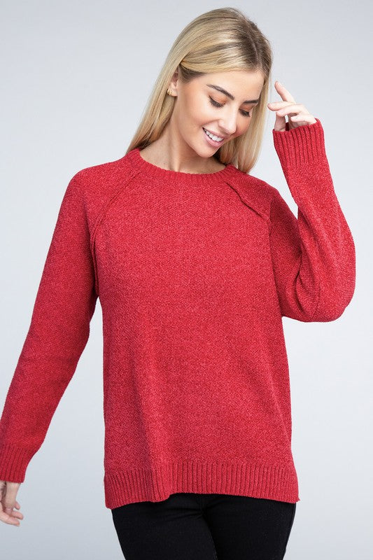 Raglan Cozy Chenille Long Sleeve Sweater