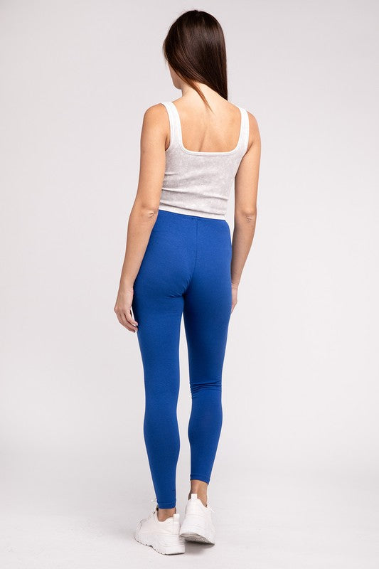 Premium Cotton Elastic Waist Fitted Full-Length Leggings