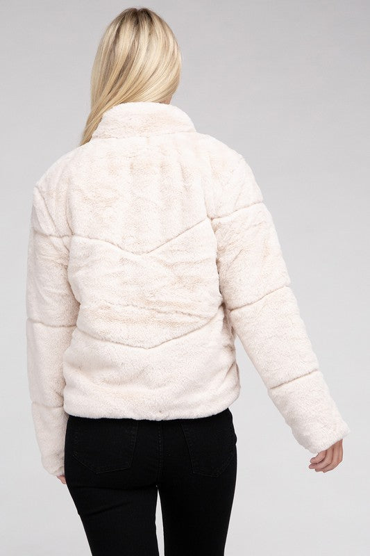 Fluffy Zip-Up Sweater Cozy Jacket