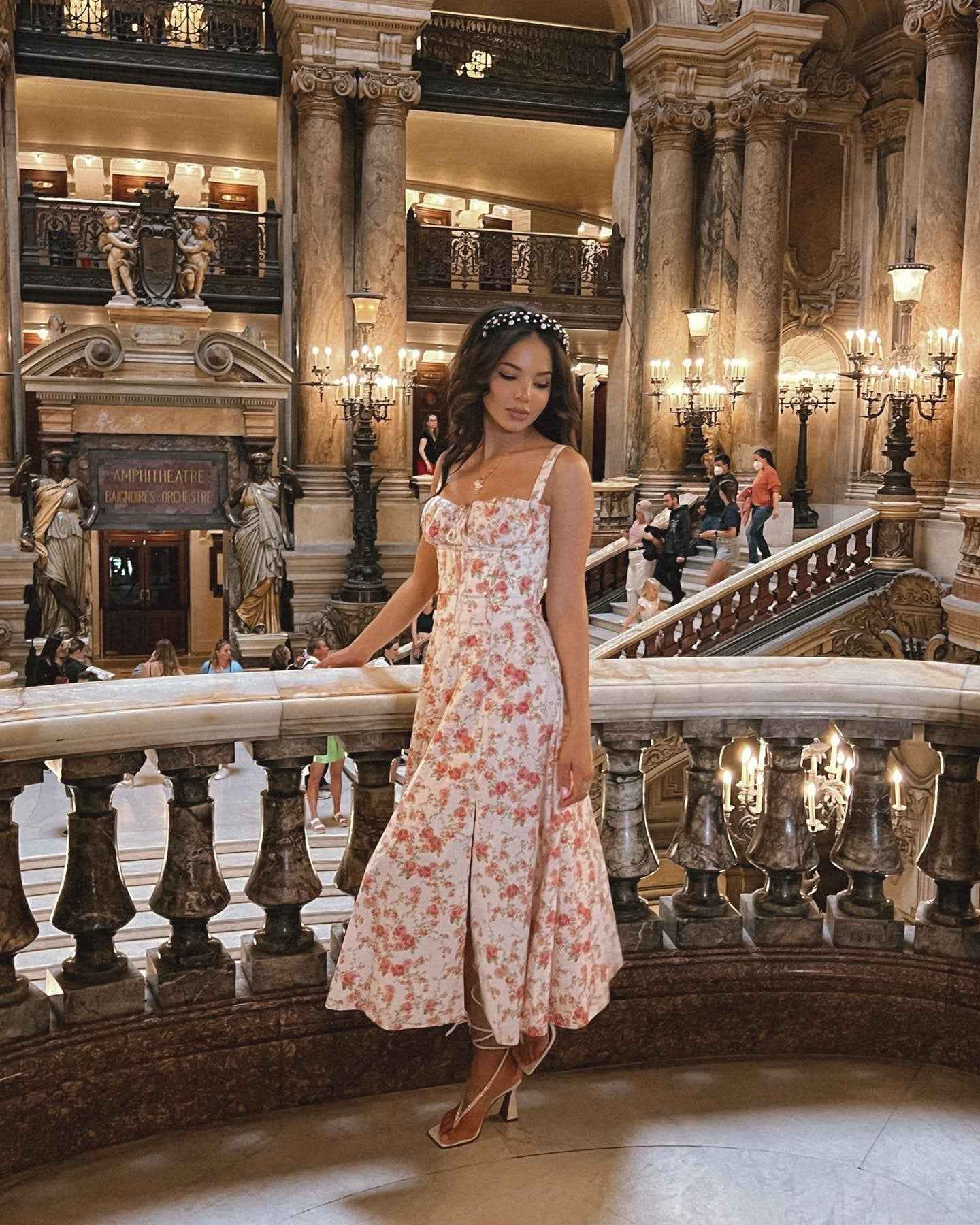 Corset Lace-Up Back Midi Dress - Wide Strap Side Slit