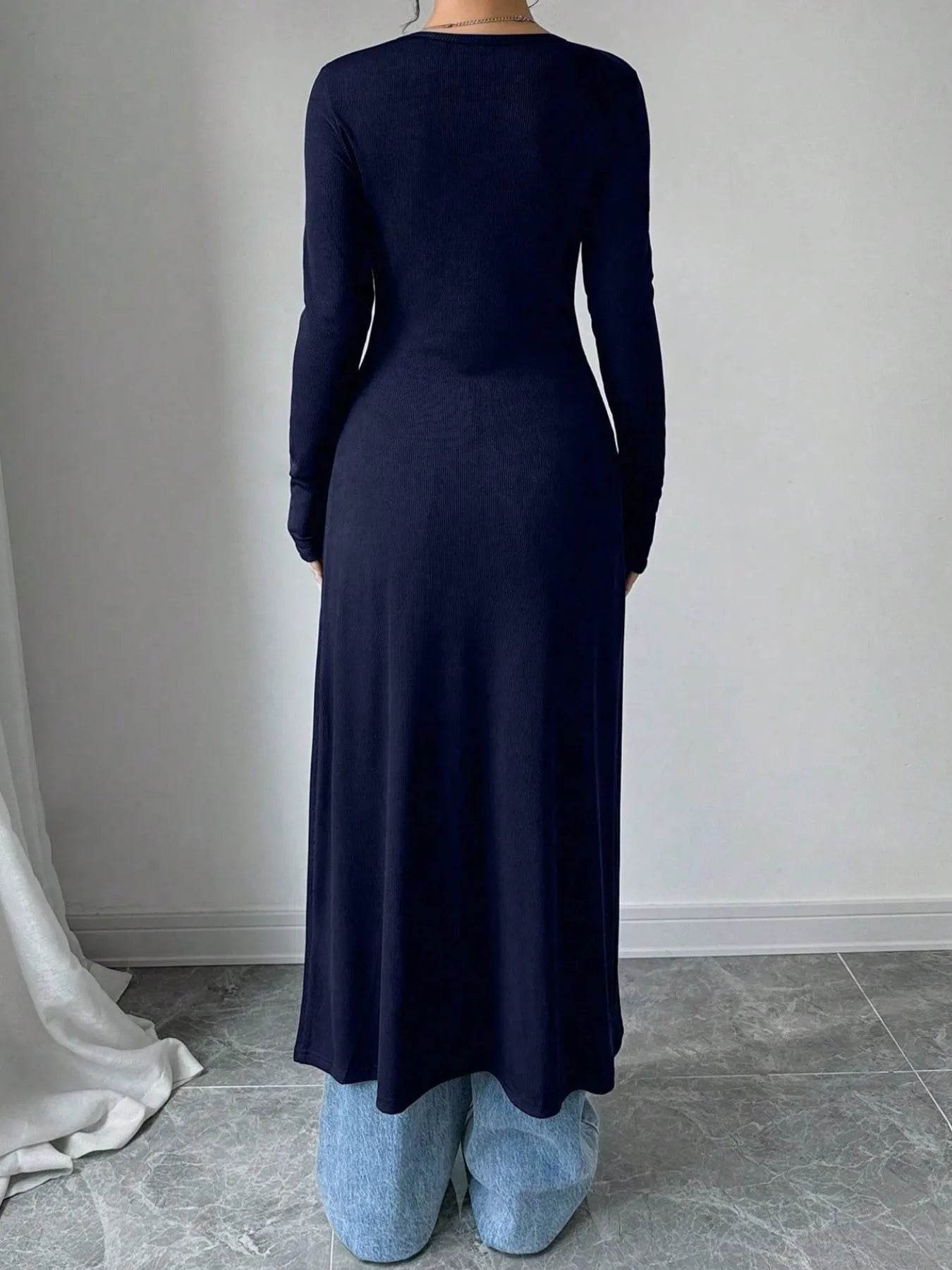 V-Neck Button-Front Longline Cardigan - Long Sweater with Slits - Fashions Envy