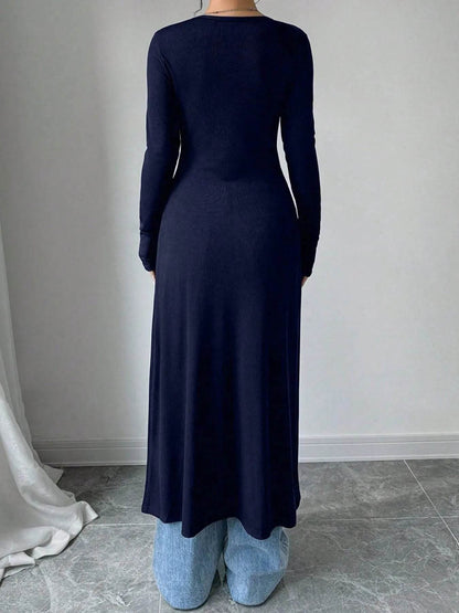 V-Neck Button-Front Longline Cardigan - Long Sweater with Slits - Fashions Envy