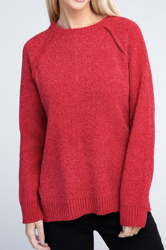 Raglan Cozy Chenille Long Sleeve Sweater