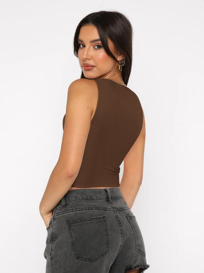 Round Neck Cropped Tank - Fashions Envy