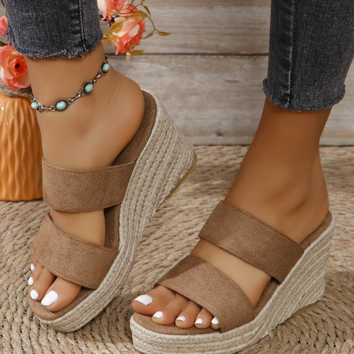 Open Toe Platform Wedge Sandals - Fashions Envy