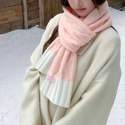 Two-Tone Cable Knitted Scarf