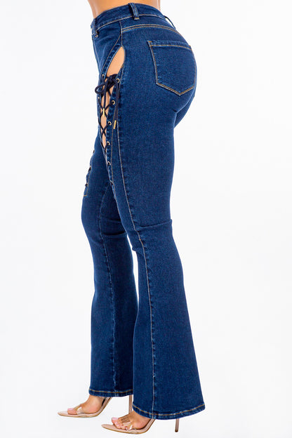 High Waist Lace up Jeans