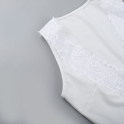 Lace Crop Top - Casual Sleeveless U-Neck
