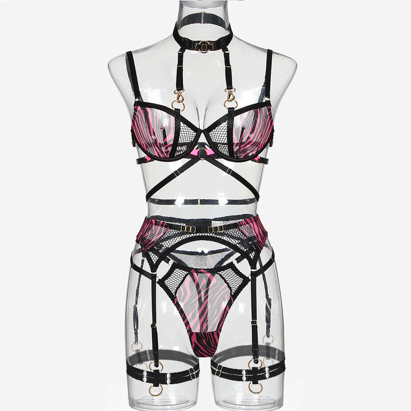Mesh Lingerie Set - Halter Neck Five Piece
