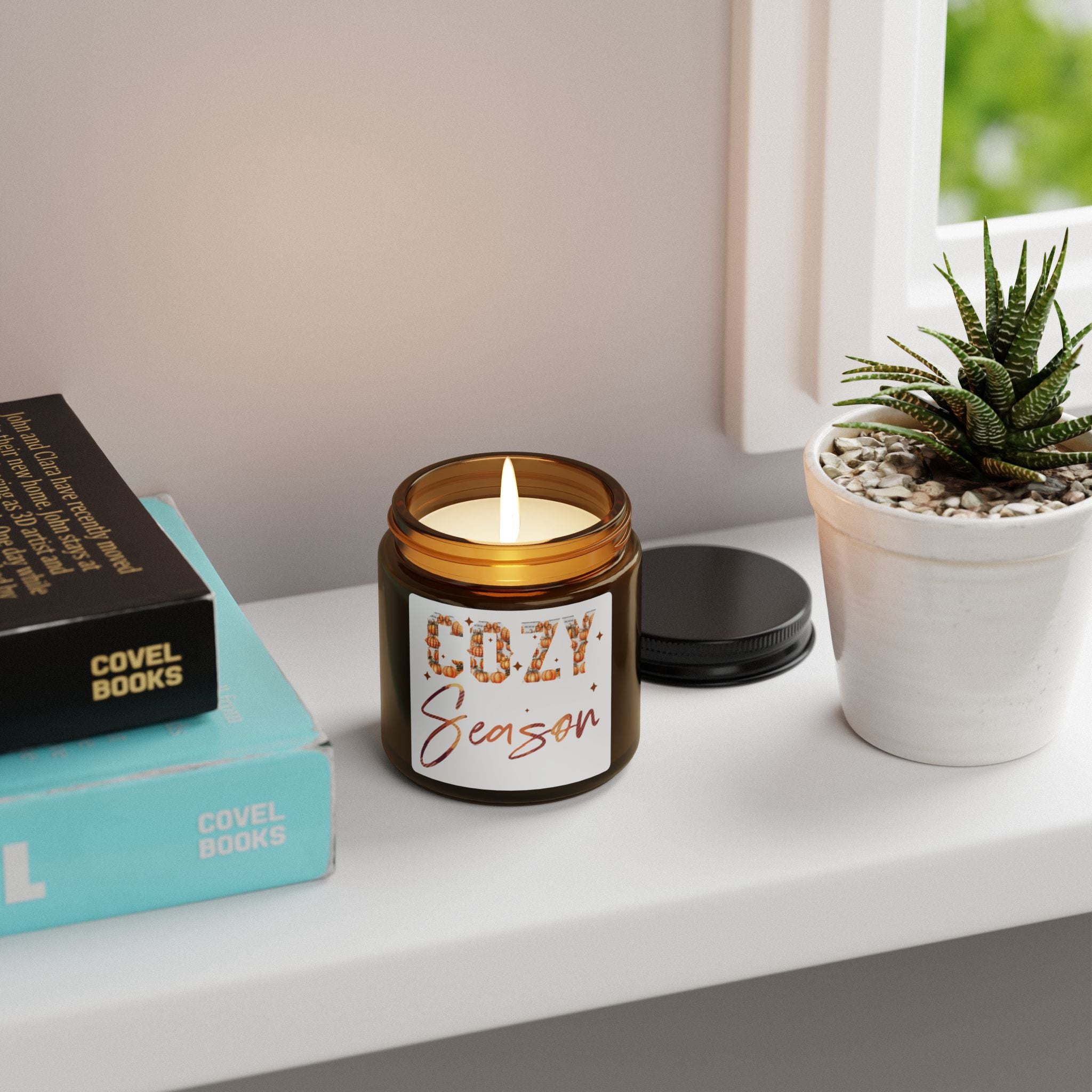 Cozy Season Scented Soy Candle (Multi-Size, Amber Jar)