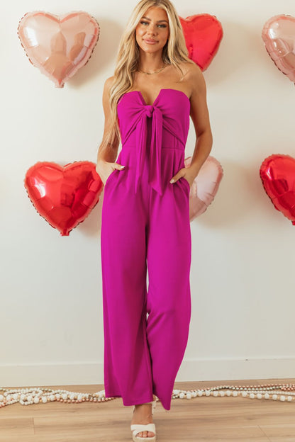 Sweetheart Tied Tube Wide Leg Jumpsuit