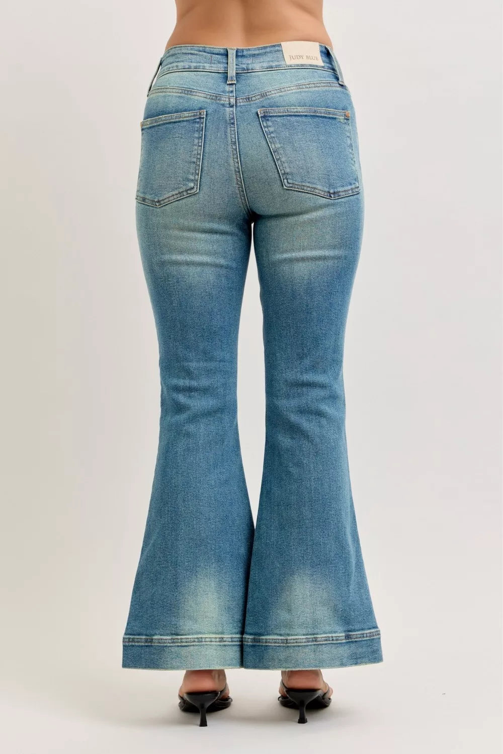 Judy Blue High Waist Vintage Wash Flare Jeans - Fashions Envy