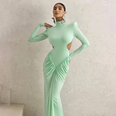 Backless solid color long dress
