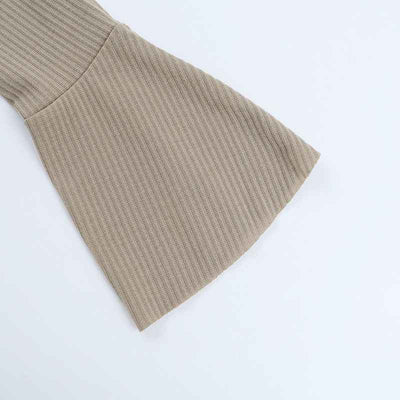 High-Slit Bodycon Maxi Dress - Elegant Hollow Leaf Sleeve