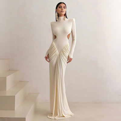 Backless solid color long dress