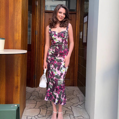 Floral Print Cami Maxi Dress - Sleeveless V-Neck Gown