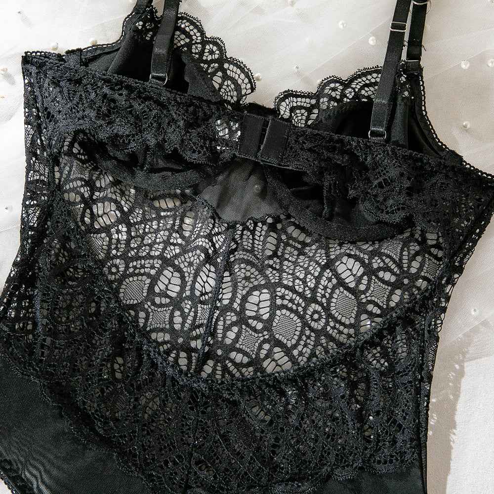 Hollow-out Lace Shaping Bodysuit - Going Out Top