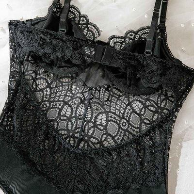 Hollow-out Lace Shaping Bodysuit - Going Out Top