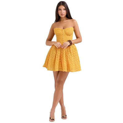 Fluffy Tulle Mini Dress - Square Neck Party Princess Style