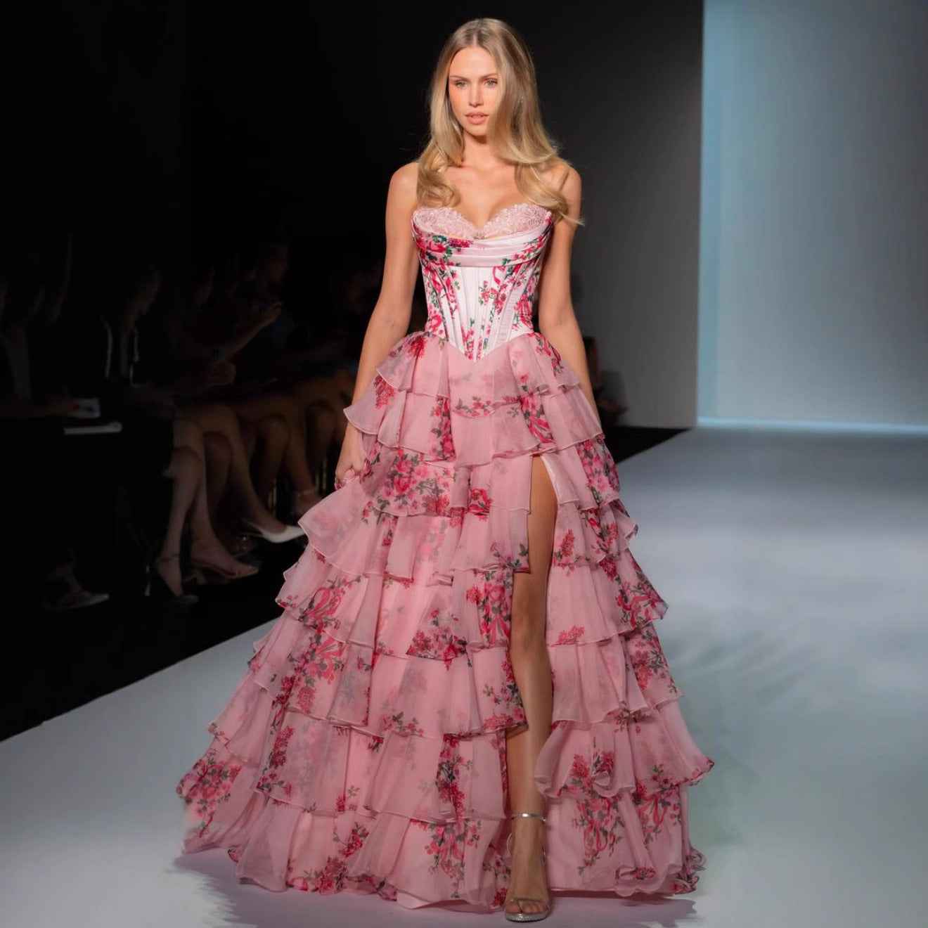 Sweetheart Neck Strapless Printed Maxi Dress