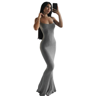 Pure Slim Peach Hip Suspender Long Fishtail Skirt