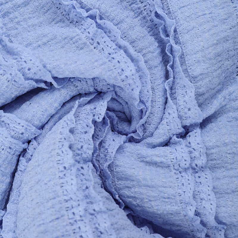 V-Neck Knit Mini Dress - Blue Textured Long Sleeve - Fashions Envy