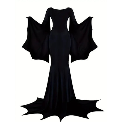 Women's Gothic Witch Bat Sleeve Dress - Halloween Cosplay Costume