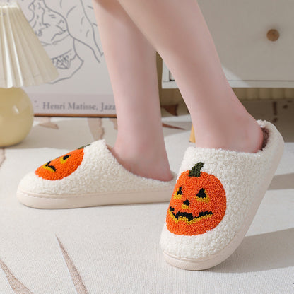 Halloween Pumpkin Cartoon Warm Winter Indoor Slippers